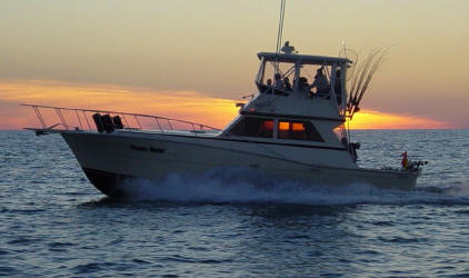 Lake Erie walleye charter fishing boat on Lake Erie