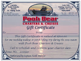 Lake Erie fishing charter gift certificate